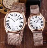 Fake Cartier Drive De Rose Gold White Roman Dial Watch 